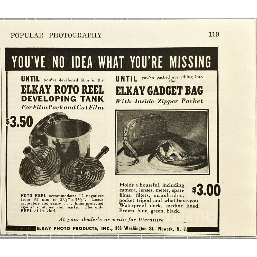 Elkay Photo Products "You've No Idea What You're Missing" Vintage Print Ad 1941